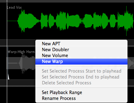 New Warp Process Menu